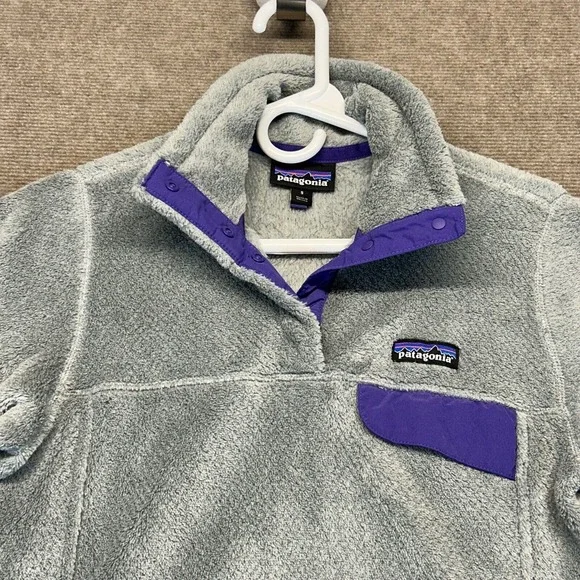 Patagonia Snap-T Fleece Pullover Women's Small Gray Purple Mock Polartec 25442 - Picture 3 of 11